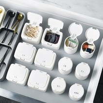 소품 수납 케이스 화장대 목욕탕 이발소 미용실 찜질방 모텔 호텔 숙박업소 게스트하우스 욕실 서랍 정리 다용도 반짇고리 책상 데스크 면봉 원터치 개폐 용이 먼지 차단 뚜껑 (원형)