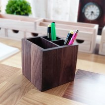 월넛원목 연필꽂이(3홀)-핸드메이드, 상세페이지 참조