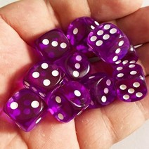 보드 게임 주사위 10 개갑 색상 아크릴 주사위 14mm 투명 라운드 코너 부티크 게임 주사위, 퍼플