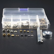 실버/브론즈 더블 캡 라운드 리벳 펑크 록 가죽 공예 + 고정 도구 키트 벨트/가방 diy용 120 개