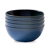 코렐 Nordic Blue Stoneware 595.3g(21온스) 그릇 식기 세트 | 4개의 원형 청소하기 쉬운 유약 전자레인지 세척기 및 오븐 사용 가능, Navy