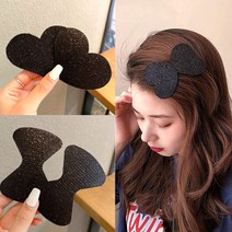 앞머리 잔머리 고정 헤어핀 벨크로 찍찍이 헤어 패드 2개, 리본