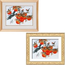 (진품) 유명 화백 진품 감그림 부자되는 생기 액자 풍수에좋은 그림 사무실 거실 현관 인테리어 감 화암 이영복 화백 부자되는그림, 2번 골드액자