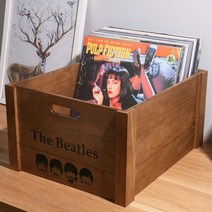 비닐 레코드 보관 상자 나무 LP 컬렉션 랙 보관 수납장 원목 CD 거치대 레코드 보관함, 큰 사이즈, 밝은 갈색