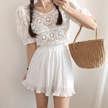 문비글 몸매리즈 쉬폰 플리츠 주름 미니 스커트(sk341)