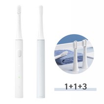 샤오미 미지아 음파 T100 전동 칫솔 1+1 +칫솔모 3개 증정, 화이트+블루