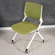 이동식 사무실 의자 회의실 학교 접이식 바퀴 팔걸이 회전의자, 화이트프레임+올리브(팔걸이없음)