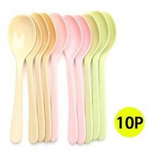 신우 그린 스푼10P (플라스틱 다회용 요거트 숟가락, 10개, 10개