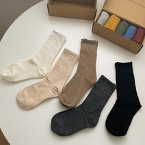 여성무지양말 5켤레세트 목긴패션면양말