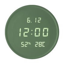 플라이토 루나 온습도 우드 인테리어 LED 벽시계 29.5cm, 루나 온습도 카키
