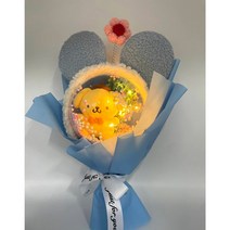 산리오 인형 LED 조명 꽃다발, 블루+폼폼푸린
