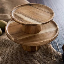 YAPOGI 우드 디저트 트레이 케이크 스탠드 2 size, 소형