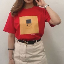 험블스튜디오 오락기 프린팅 커플 면 반팔 티셔츠