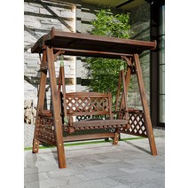 원목 그네의자 야외 그네 정원 나무 흔들의자 벤치, 럭셔리(탑+쿠션 포함)