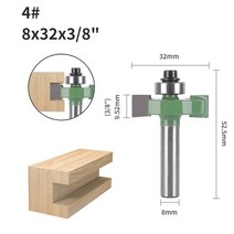 NXWIND 8MM 생크 quotT타입 슬로팅 비트 라우터 목공 밀링 커터 목재 페이스 밀 카바이 엔, [04] 8x32x9.52