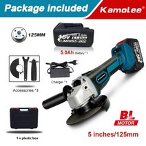 슬라이딩각도절단기 멀티커터기 고속절단기 KamoleeM14 125MM 5 인치 브러시리스 무선 앵글 그라인더 18500RPM 4 단 절단 마끼다 18V 배터리와 호환 가능, One Battery Plastic+100mm US
