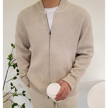 남자 울 캐시미어 니트 집업 가디건 블루종 자켓