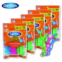 [본사직영/정품] 덴텍 펀플로서 유아치실 90개입 x 5팩(450개입) / 덴텍 어린이치실 3색 과일향, 5팩 (450개)