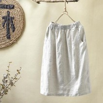 빅사이즈 여성 린넨 밴딩 스커트 루즈핏 치마 봄여름