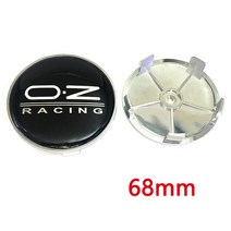 자동차 엠블럼 스티커 로고 4pcs 68 MM ABS OZ 휠 허브 센터 커버 림 캡 자동차 로고 엠 블 럼 외관 액세서, 17 68mm Black Silver