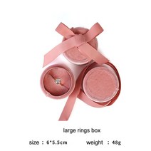 진열장 장식장 아크릴 유리 미니 인테리어 원목 콘솔 LED 엔틱 빈티지 섬세한 수제 벨벳 펜던트 목걸이 상자 선물 상자 핑크 리본 보관 링 상자 보석 포장, 6x5.5cm 링