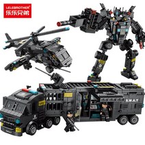 경찰특공대 레고블록 블랙호크 헬기 swot 경찰차, 5in1 Ghost SWAT 693블럭