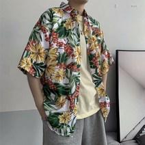 Sorfil 반팔 셔츠 남·한류 트렌드 와이드 건달 해변화 셔츠 러시