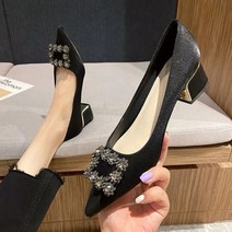 210 215 220 255 260 구두 작은발 여자 빅사이즈 809941, 블랙 3CM로 두꺼운 조합
