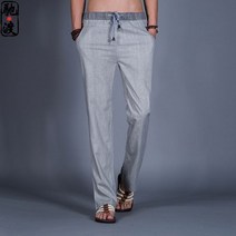 골프 연습복 바지 빅 사이즈 스트레이트 천연 린넨 편안한 통기성 남성 여름 레저 얇은