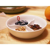 3칸 3구 뚜껑 나눔접시 화이트 칸칸 반찬 간식 원형 삼절 찬기