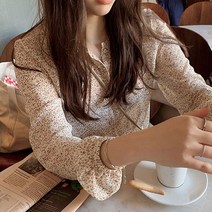 오성물산 블라우스 여성상의 잔꽃패턴 여성 쉬폰 플라워블라우스 2컬러 차르르 잔꽃블라우스