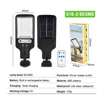 야외 태양광 가로등 방수 모션 센서 보안 조명 정원 파티오 경로 마당 3, 02 60SMD