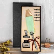 루아 만년필 세트 잉크 골드펄 깃털펜 민트 딥펜, 상세페이지 참조, 상세페이지 참조