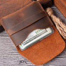 통가죽 카드지갑 레트로 고급형 리얼 소가죽 브라운