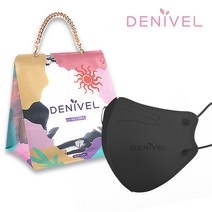 리빙투유 데니벨 에어쿨 여름용 KF94 컬러마스크 50매 도트백, 1팩, KF94검정색(50매)