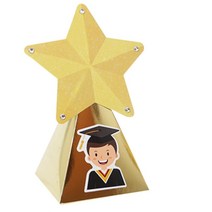 어린이집 졸업 메세지 종이 상장트로피 만들기 5인 사회성 장식품 지능발달 협업 7살 놀이, 1개, 여자