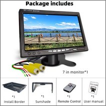 차량용 모니터 후방 카메라 HD LCD 고휘도 자동차 트럭 밴 Rv CCTV 캠핑카 TV 백업, 4.AV 연결 A