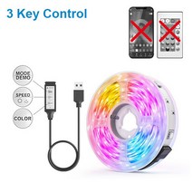 USB Led 스트립 빛 5050 RGB LED 조명 5V 블루투스 유연한 리본 다이오드 테이프 전화 앱 제어 백라이트, 01 3 Key Control_02 2M