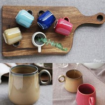 까사무띠 세나 심플 머그 400ml 그린 도자기물컵 믹스커피컵 홈카페머그컵 도자기머그컵 카페머그잔 홈카페머그, 브라운