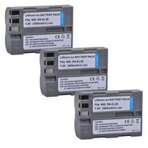 카메라 호환 충전 보조 배터리 2400mah en el3e enel3e en el3e 리튬 이온 니콘 d50 d70 d70s d80 d90 d100 d200 d300 d300s, 4 배터리 세트
