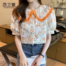 [Myshe]봄 여름 패션 예쁜 반팔 블라우스 여자 빅카라 퍼프소매 블라우스 juan309BP7