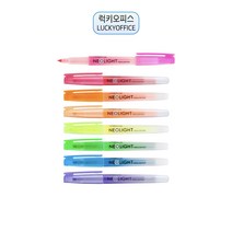 럭키오피스_라인플러스 네오라이트 형광펜 노랑 핑크 오렌지 블루 그린 3색 세트 5색 세트, 노랑 12개 1갑