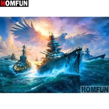 보석십자수 비즈 페인팅 HOMFUN 전체 광장라운드 드릴 5D DIY 다이아몬드 페인팅 군함 독수리 3D 자수 크로스 스티치 5D 홈 장식 A13479, 스퀘어 드릴 120x160