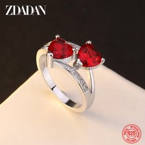 아쿠아마린반지 3월 탄생석 별자리 반지 ZDADAN 여성용 925 스털링 실버 하트 아쿠아 마린 반지 패션 웨딩