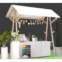 프리마켓 가판대 부스 판촉 매대 접이식, 상세 페이지 참고, 접이식 120x60x200 파란색과 흰색  식탁보