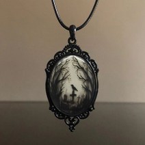 고딕 까마귀 숲 매력 목걸이 십자가 펜던트 신비한 마녀 보석 선물 액세서리 로프 체인 고스 초커