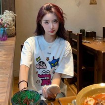 LABZAA 짱구 오버티셔츠 커플 남녀 공용 러블리 래글런 여름 라운드 넥 반팔 티셔츠 +Integrated International Trade Co. Ltd 머리핀