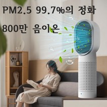 미니 휴대용 데스크탑 공기청정기 사무실/여행/가정용 이오나이저 음이온 음산소 이온 발생기 HEPA13 고효율 필터 스윙 송풍기 PM2.5 정화 알레르겐 꽃가루 반려동물 털, M001 흰색