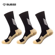 서브22 논슬립 하프삭스 스포츠 축구 양말 3켤레 세트, 블랙 3켤레묶음
