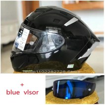 쇼웨이헬멧 풀 페이스 레이싱 오토바이 헬멧 X 14 모터사이클 쇼에이 안전모 R1 주년 기념 에디션 블랙 색상, blue visor L